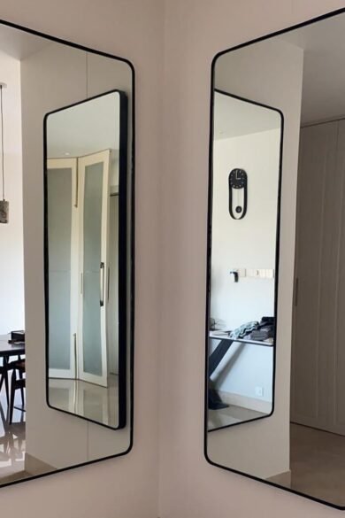 Bia Minimalist Mirror in Black - Large