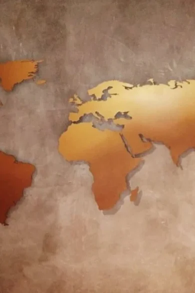 Ombre World Map in Metal